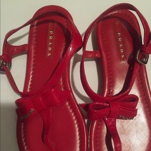 Prada Red patent leather bow sandals